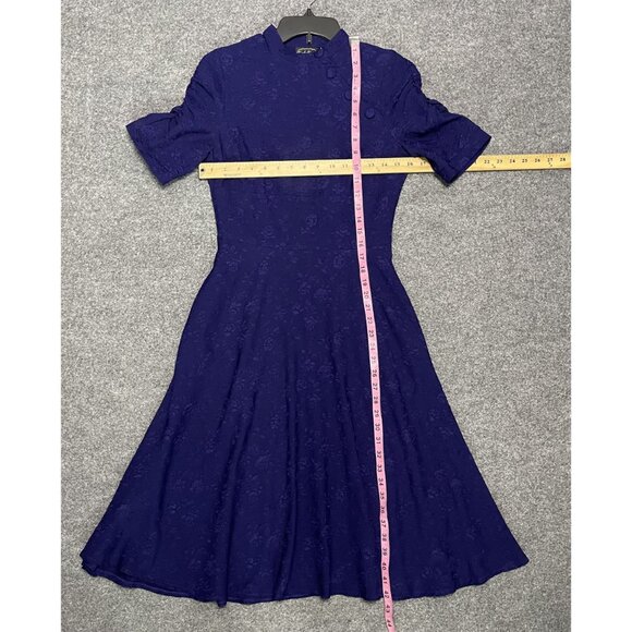 Voodoo Vixen Womens Purple Jacquard Short Sleeve Midi Dress Size Small - Picture 5 of 5
